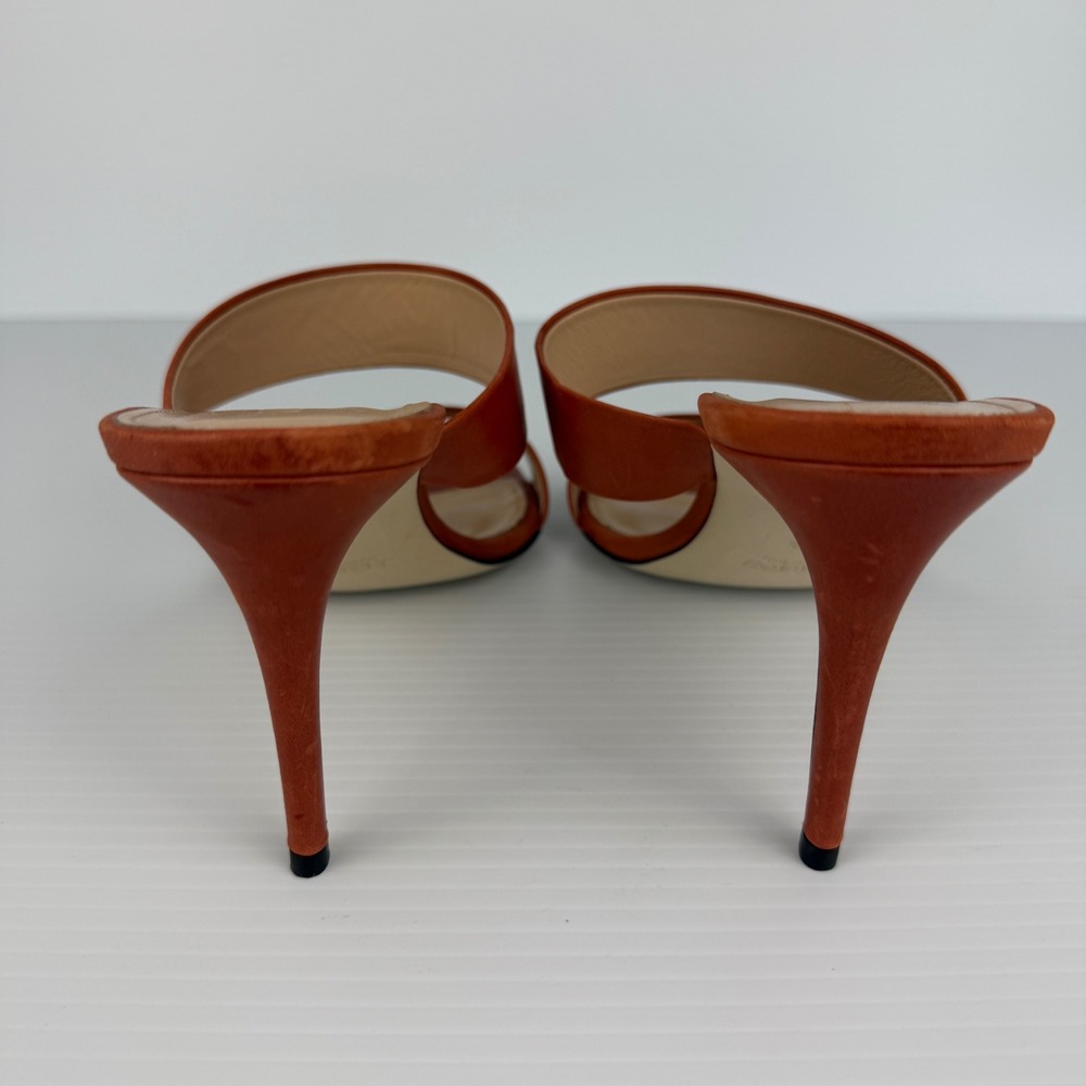 J.Crew Womens Terracotta Orange Leather Double Strap Mule Sandals Heels Size 8.5 - Picture 5 of 10